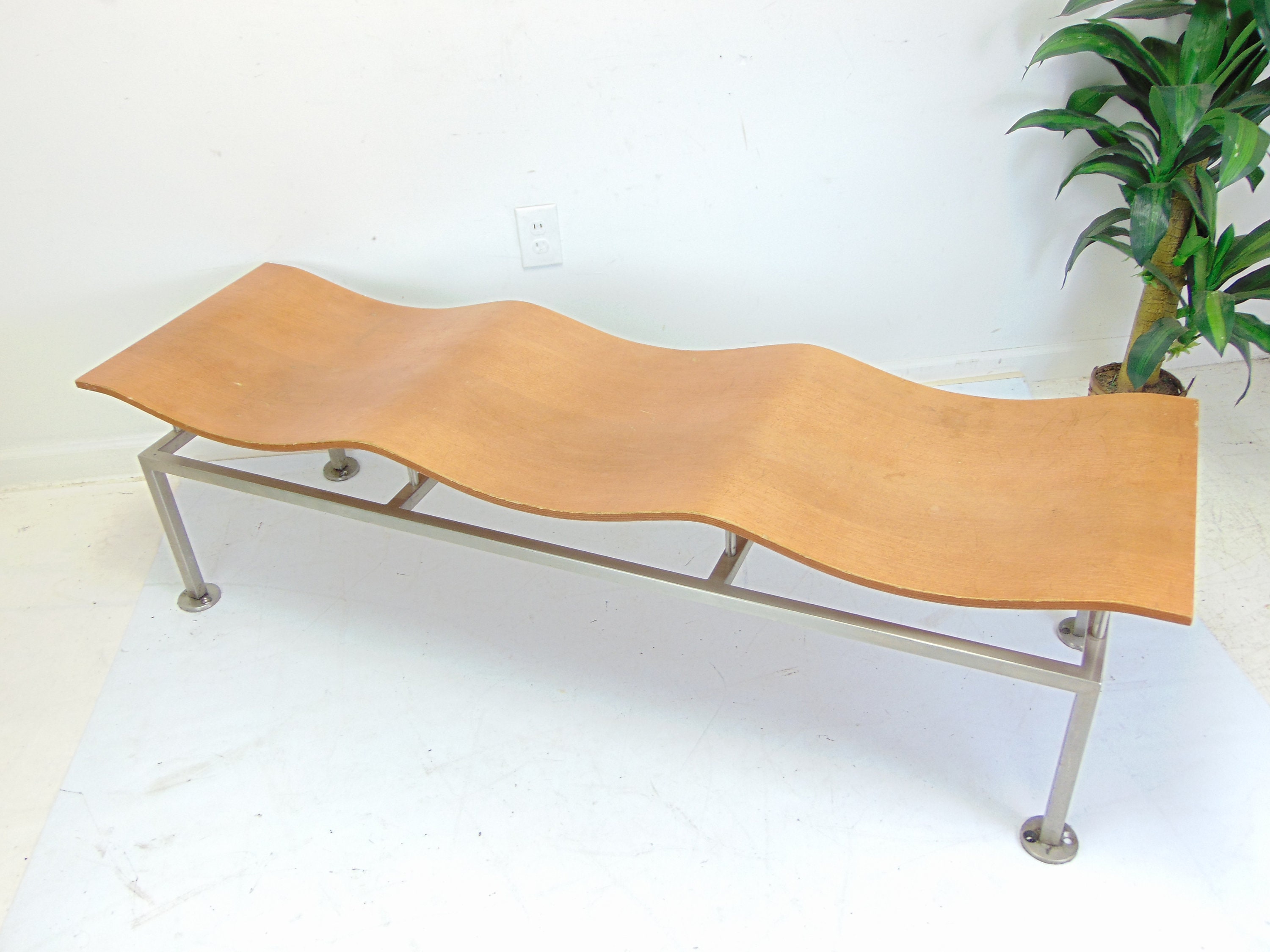 Allermuir Wave Wood Lounge Bench Etsy
