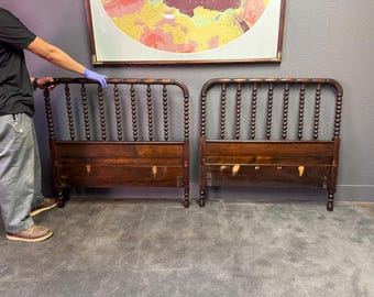 Antique Jenny Lind Spool Bobbin Pair of Twin Headboards