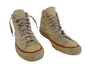 Vintage 1960 par de zapatos blancos altos Converse All Star Chuck Taylor  tamaño M hombres