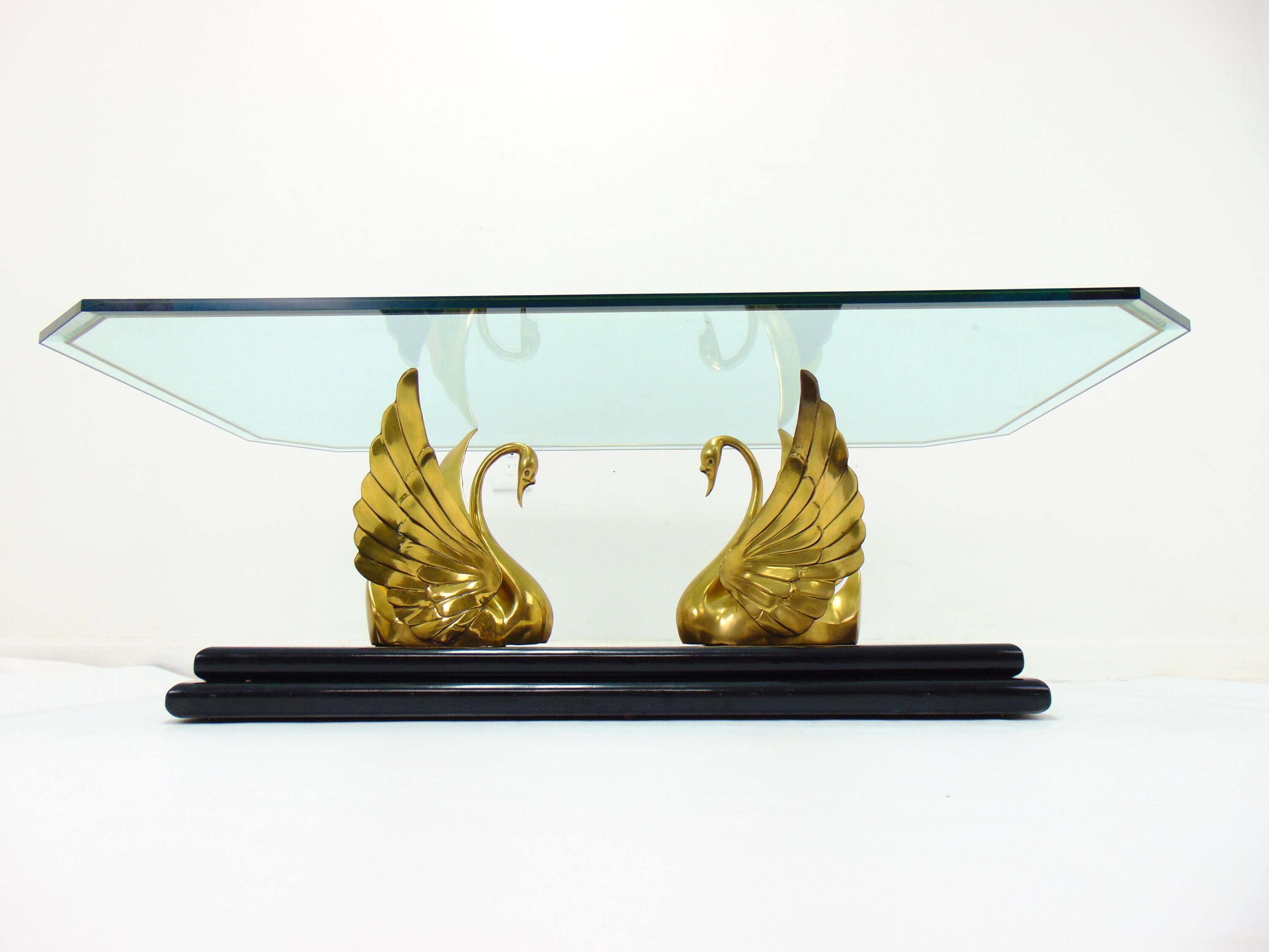 Vintage Brass and Glass Swan Coffee Table Hollywood Regency - Etsy