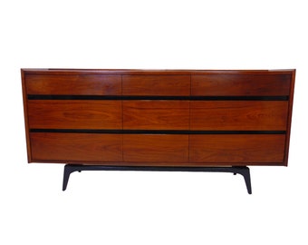 Merton Gershun "Espirit" Walnut Vintage Mid Century Dresser by Dillingham Mid 20th Century with Custom Base