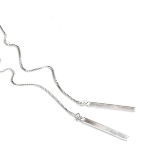 Hammered Threader Earrings Sterling Silver, Long Dangle Minimalist Chain Threads