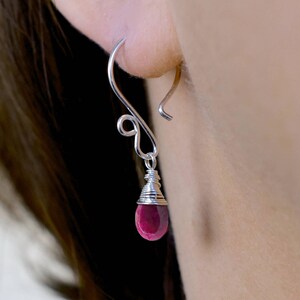 Sterling silver ruby earrings, Mother’s Day gift for wife mom grandmother, July birthstone jewelry