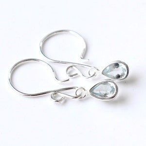 Sterling silver aquamarine earrings – March birthstone jewelry – Mother’s Day gift