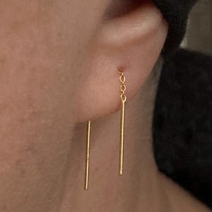 Short threader earring 14k gold filled, sterling silver, tiny arch chain earring, gift for her