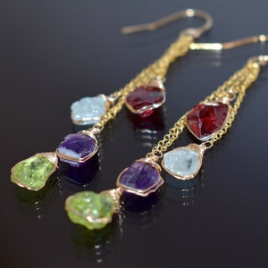 Personalized Birthstone Earrings for Wife, Birthstone Jewelry, Raw Stone Family Earrings, Mother’s Day gift for Mom, gift for Her