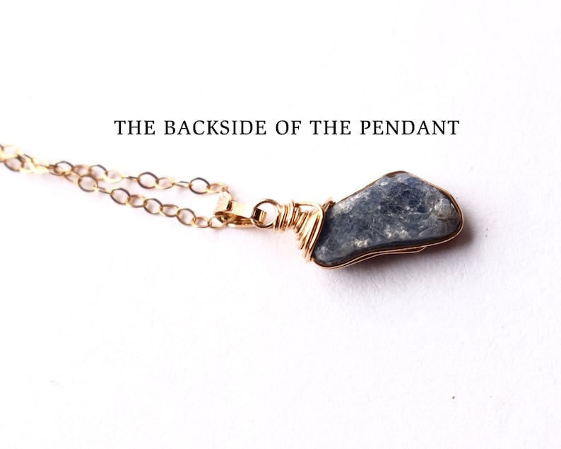 Blue Sapphire Pendant Raw Stone September Birthstone Necklace Mother/'s Day Gift Raw Sapphire Necklace 14k Gold Filled