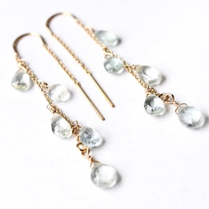 Aquamarine threader earrings 14k gold filled or sterling silver image 9