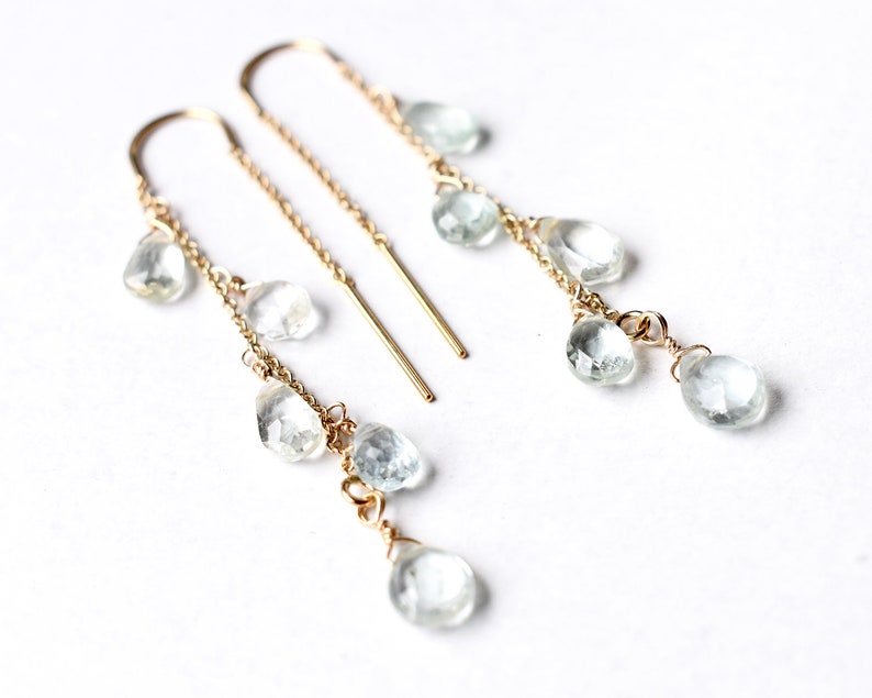 Aquamarine threader earrings 14k gold filled or sterling silver image 9