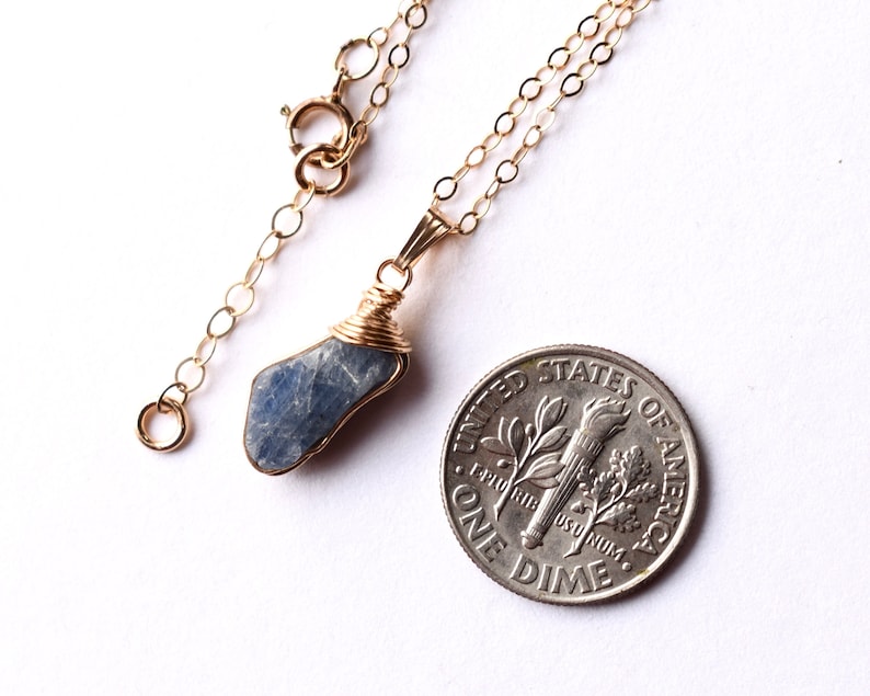 Blue Sapphire Pendant Raw Stone September Birthstone Necklace Mother/'s Day Gift Raw Sapphire Necklace 14k Gold Filled