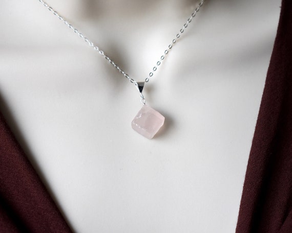 boho necklace rose gold necklace Handmade Rose Gold and Rose Quartz Pendant stone pendant gemstone necklace healing stone