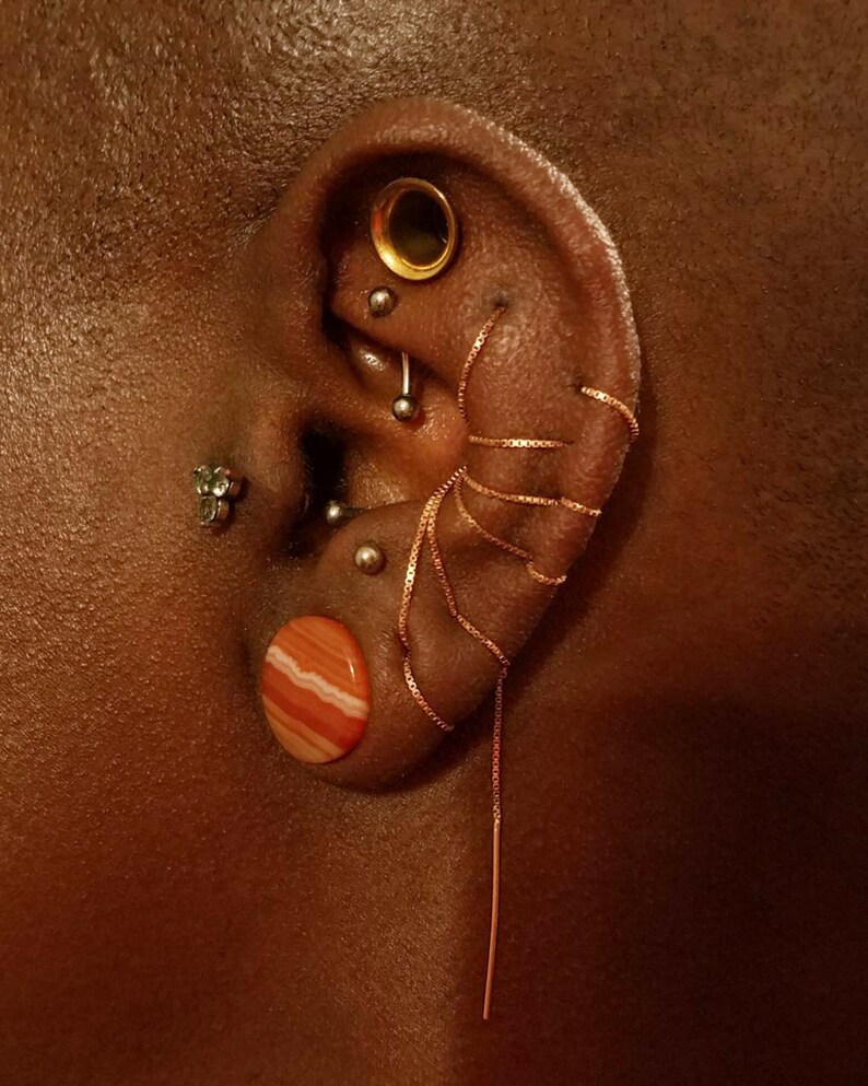 The Longest Threader Earring Rose Gold Vermeil Sterling Silver Etsy