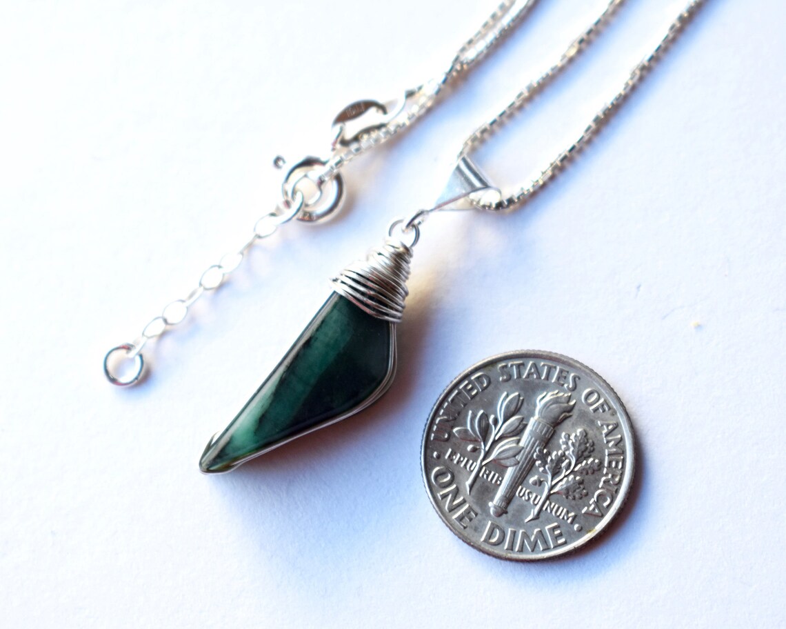 Mens Emerald Necklace Raw Emerald Pendant Silver May Etsy