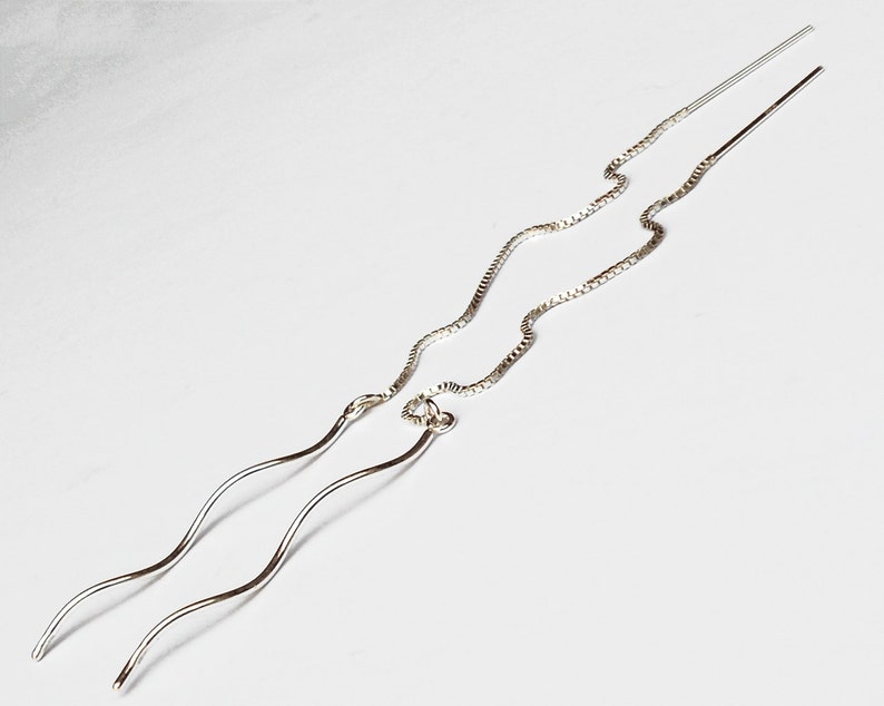 Sterling Silver Threader Earrings Spiral Twisted Bar Twirl Etsy