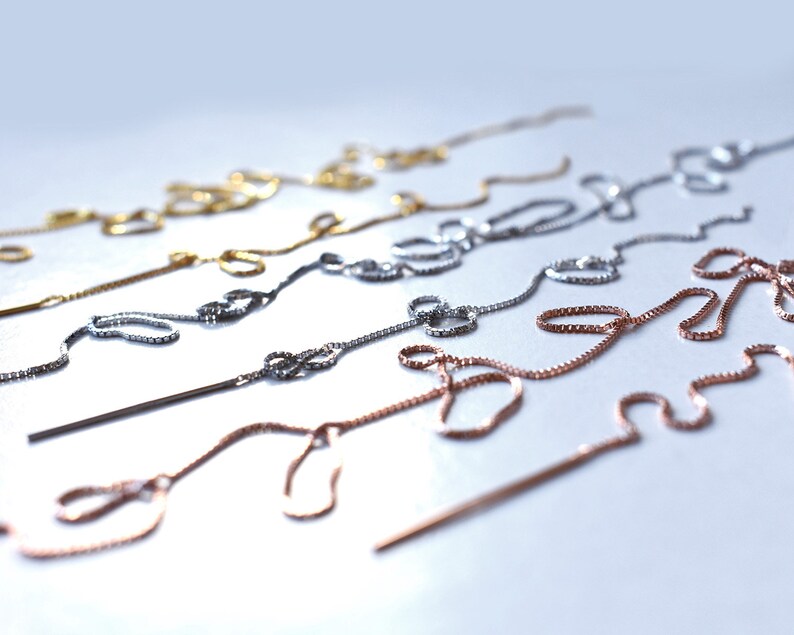 The Longest Threader Earring Rose Gold Vermeil Sterling Silver Etsy