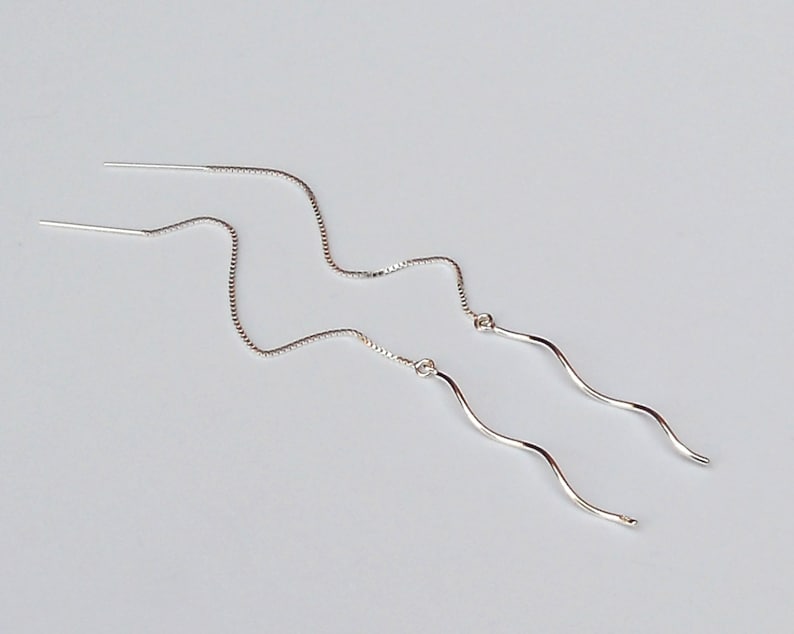 Sterling Silver Threader Earrings Spiral Twisted Bar Twirl Etsy