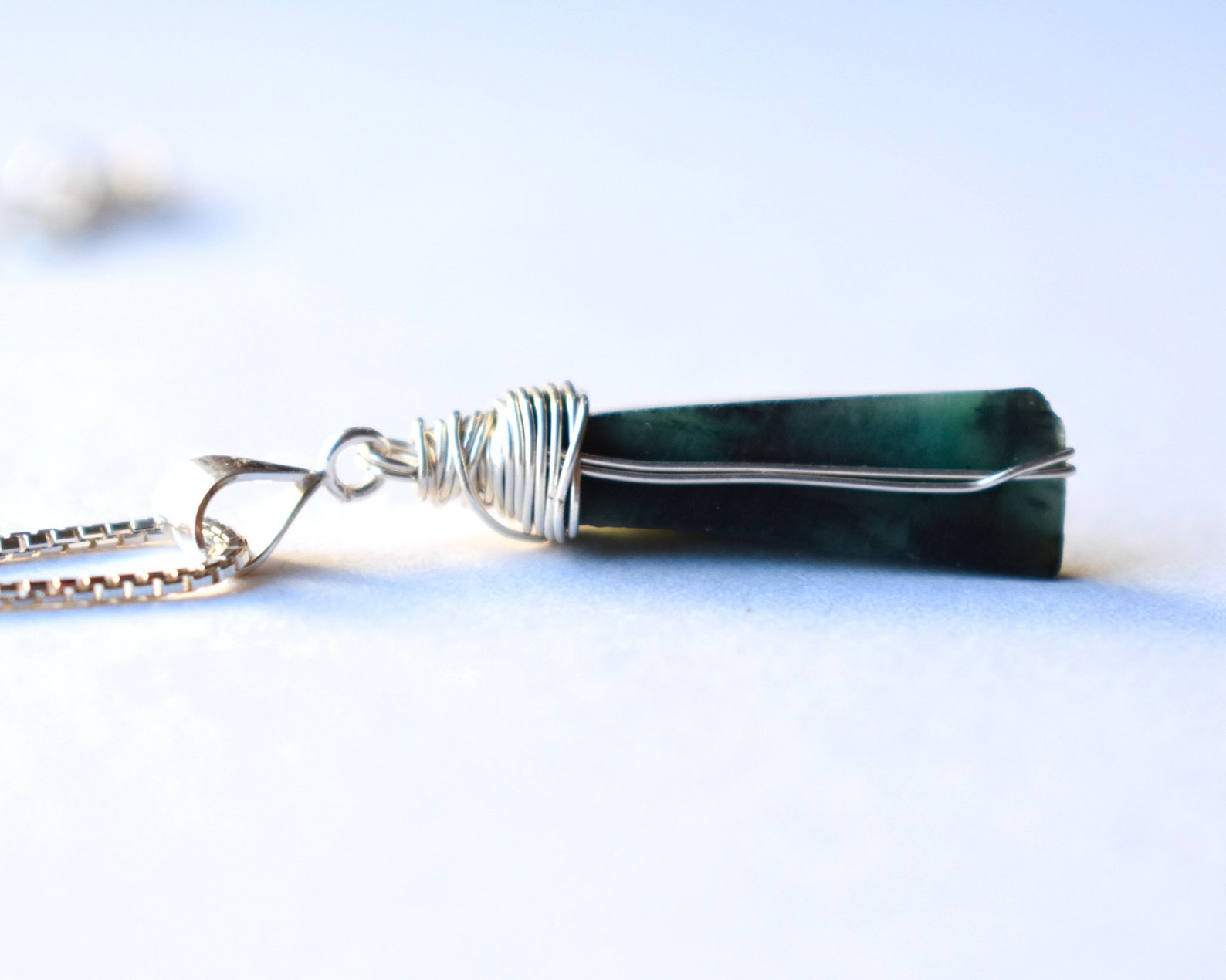 Mens Emerald Necklace Raw Emerald Pendant Silver May Etsy