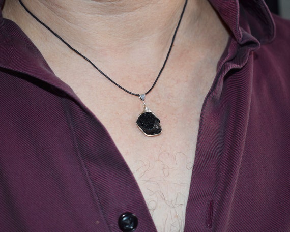 Raw black tourmaline pendant sale