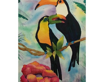 Toucans is an 8x10 print of my original watercolor painting