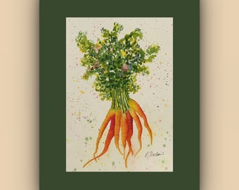 Carrots is an 8x10 giclee of my original watercolor painting