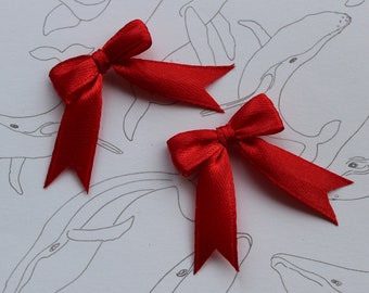 Christmas Red Mini Satin Bows Applique Embellishments Wedding Decoration Card Making Scrapbooking Small Tiny Bows