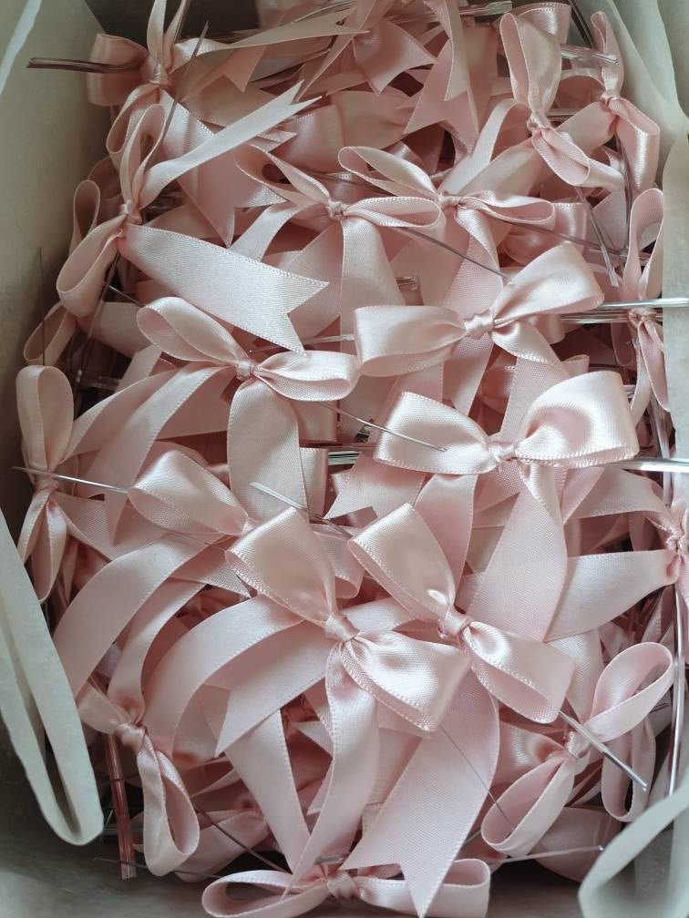50/100 Blush Pink Mini 9mm Satin Ribbon Bows Applique Etsy