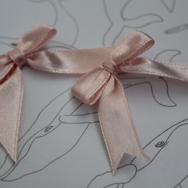 50/100/150/200 Blush Pink Mini 9mm Satin Ribbon Bows Applique Embellishments Wedding Decoration Card Making Scrapbooking Small Tiny Bows