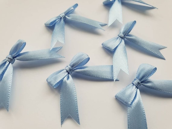 Baby Blue Mini Satin Ribbon Bows Applique Embellishments - Etsy