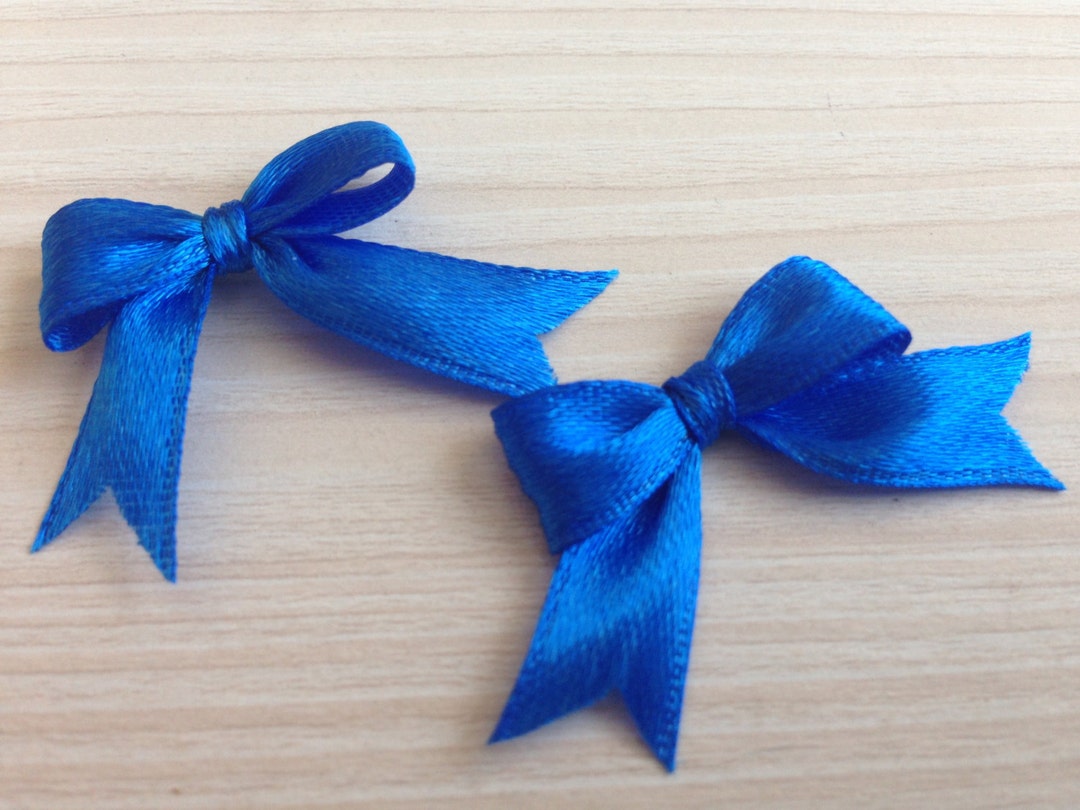 50/100 Royal Blue Mini 9mm Satin Ribbon Bows Applique Embellishments ...