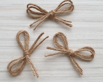 50/100 Jute Twine Mini Bows Wedding Decoration Bows DIY Card Making Scrapbooking Small Tiny Rustic Bows