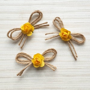 20/30/40/50 Jute Twine Mini Bows Applique Embellishments Wedding Decoration Fabric Bow Card Making Scrapbooking Small Tiny Rustic Bows