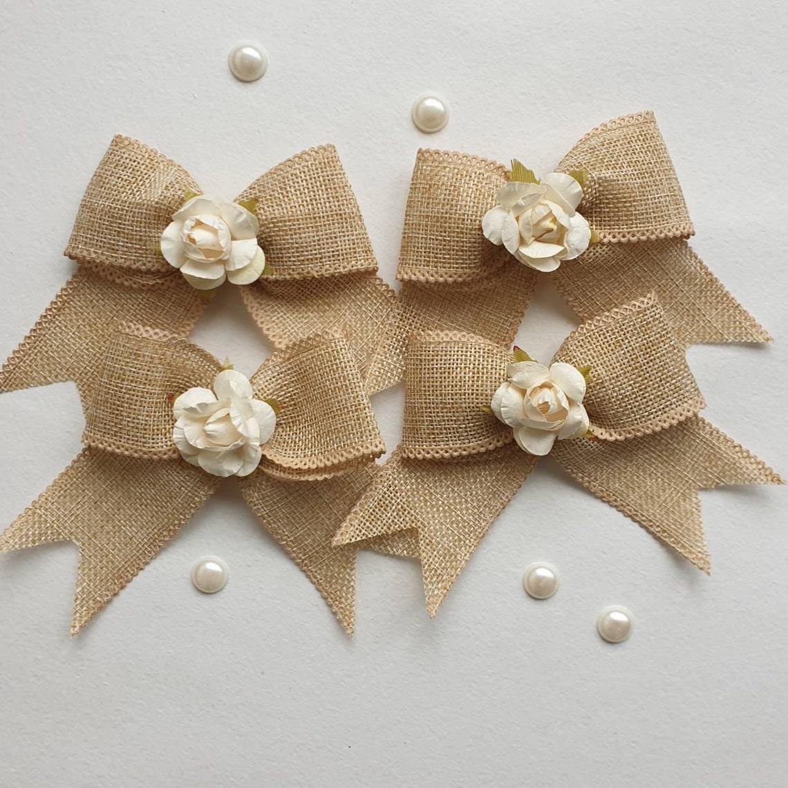 20/30/40/50 Jute Twine Mini Bows Applique Embellishments Etsy