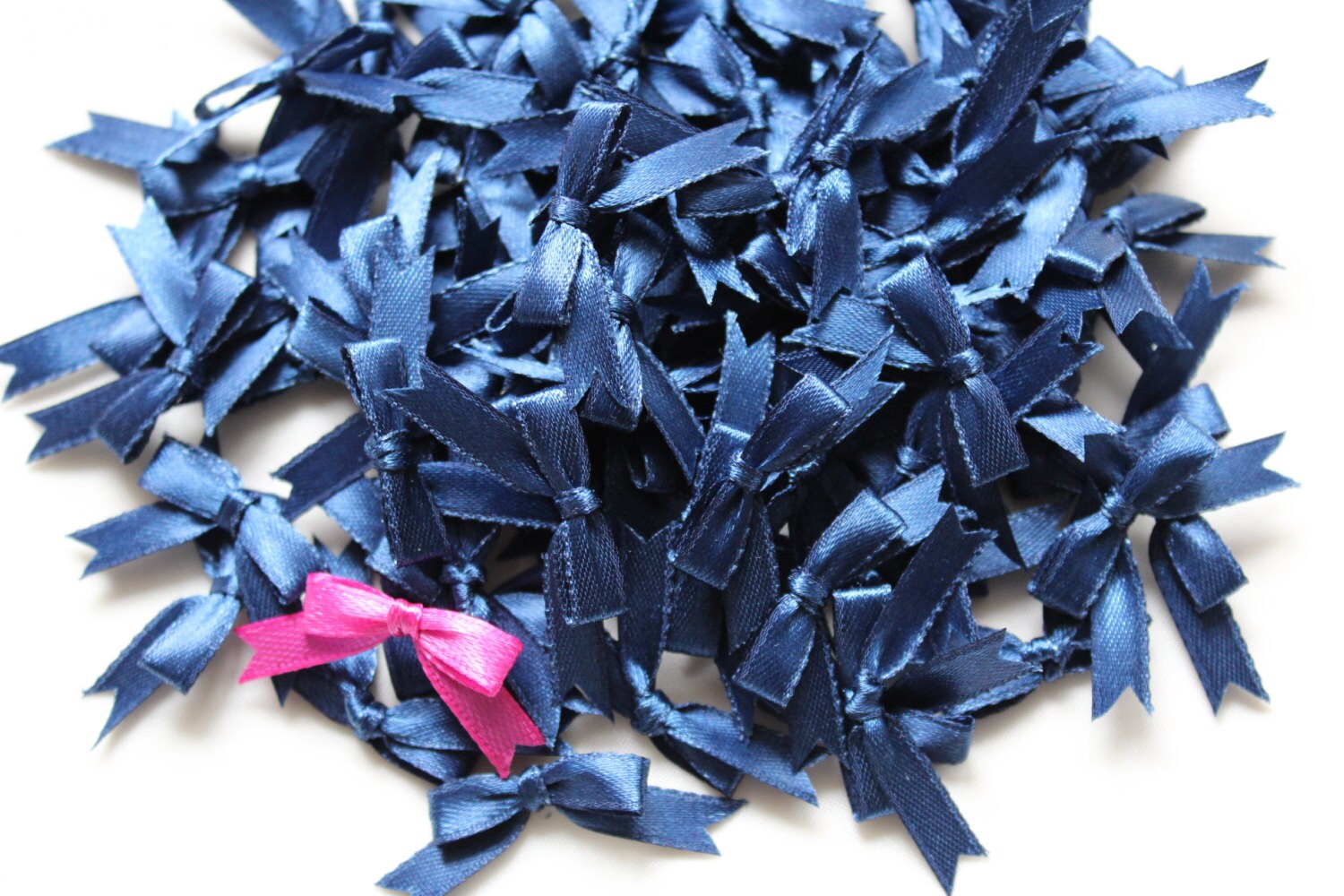 50/100 Navy Blue Mini Satin Ribbon Bows Applique Embellishments Wedding ...