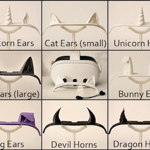 Meta Quest 3 Custom VR Accessories: Cat Ears, Unicorn Horn, Bunny Ears, Devil Horns, Dragon Horns, Dog Ears, Removable, Unique Gift