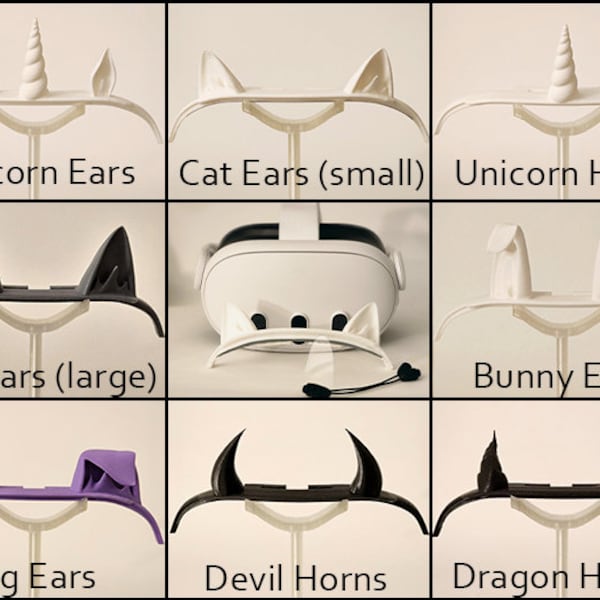 Meta Quest 3 Custom VR Accessories: Cat Ears, Unicorn Horn, Bunny Ears, Devil Horns, Dragon Horns, Dog Ears, Removable, Unique Gift