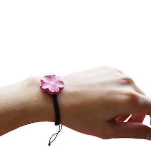 Handmade Cherry Blossom Bracelet, Cherry Blossom Necklace, Sakura Charm, Gift for Her, Cute Flower Clay Charm, Kawaii Spring Jewelry, Chic