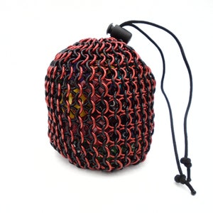 Chainmail Dice Bag - Black and Red - Large