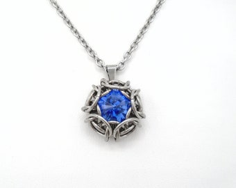 Phaedra Chainmail Pendant and Chain - Sapphire