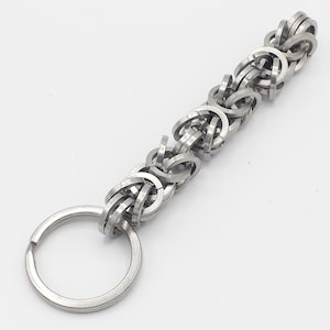 Chainmail Keychain: Stainless Steel Byzantine Weave - Square Rings