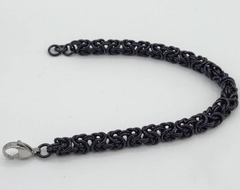 Chainmail Bracelet - Black Byzantine Weave