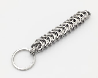 Chainmail Keychain: Stainless Steel Box Weave - Square Rings