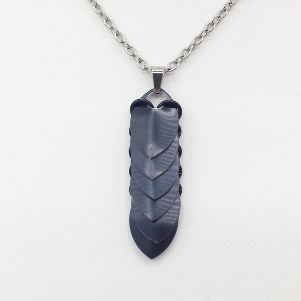 Scale Pendant and Chain - Black