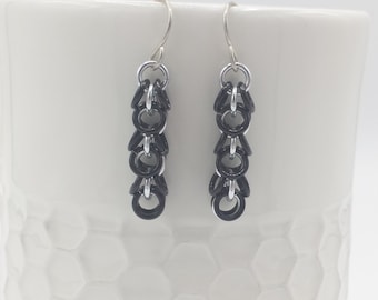 Shaggy Loops Earrings - Black and Silver