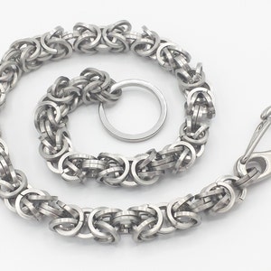 Stainless Steel Byzantine Weave Chainmail Wallet Chain - Square Rings