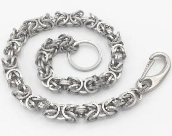 Stainless Steel Byzantine Weave Chainmail Wallet Chain - Square Rings