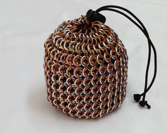 Chainmail Dice Bag - Silver and Bronze - Large