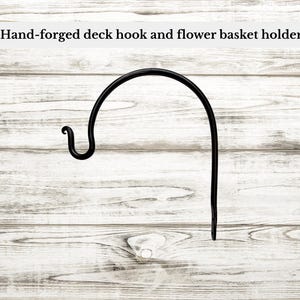 Hand-Forged Shepherd Deck Hook-Flower, Plant, Light or Lantern Holder Hanger- Outdoor Garden Decor