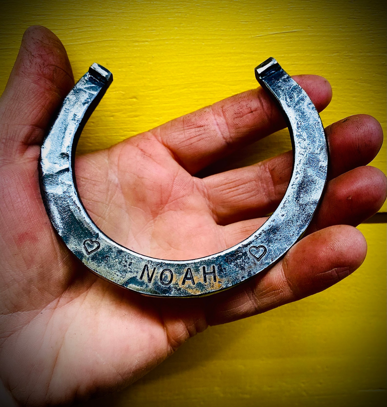 Custom Stamped Horseshoe Good Luck Charm Horseshoe Rustic Etsy