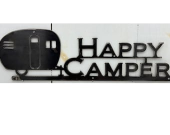 Happy Camper-Camping-RV-Outdoor-Metal-Wall-Sign-Home Decor-Rustic Metal Wall Art