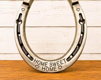 Personalized Horseshoe Hand Stamped-Western-Home-Wall Art Decor-Bridal-Wedding-Anniversary-Housewarming-Good Luck Gift